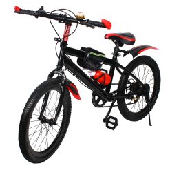 WSIKGHU VTT 20 pouces avec garde-boue, 7 vitesses, pour garçons et filles, roue à ressort en acier au carbone cadeau pour 125 cm à 155 cm (rouge)