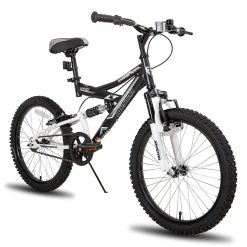 JOYSTAR VTT Enfant 20 Pouces pour garçons et Filles de 7 à 13 Ans, vélo Enfant avec Cadre en Acier entièrement Suspendu et Transmission à 1 Vitesse avec béquille,Noir
